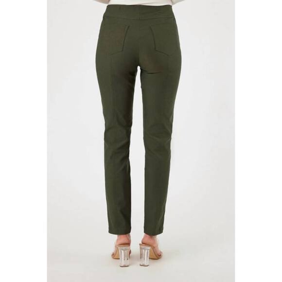 ROBELL Bella 09 Pants Womens 10 Green Stretch Pull On Ankle Slim Leg Casual - Picture 3 of 16